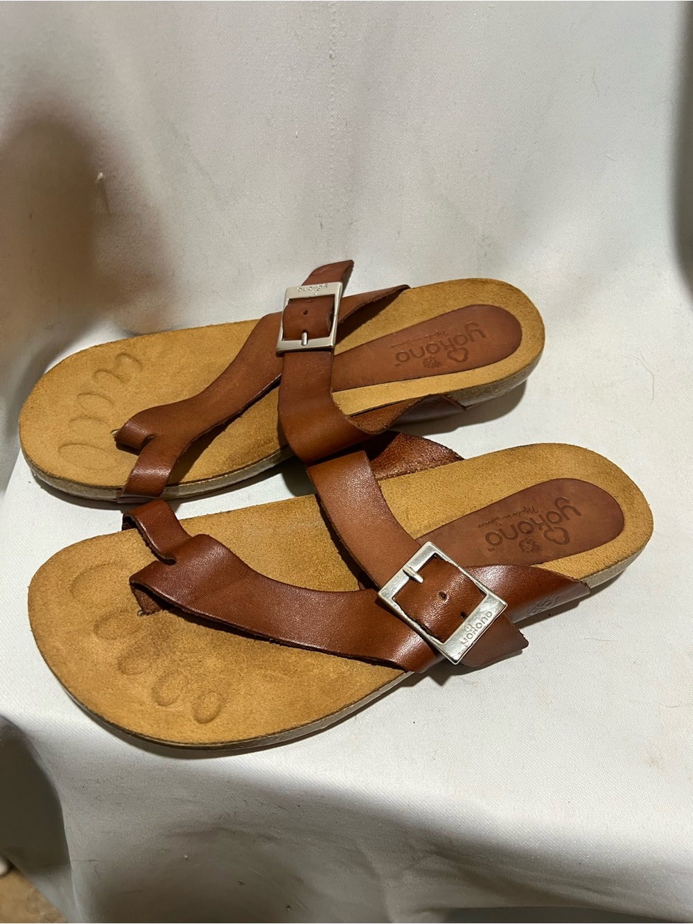 Yokono Spain Brown Leather Toe Ring Sandals Buckle Comfort Sandals Size 6 - Picture 3 of 9
